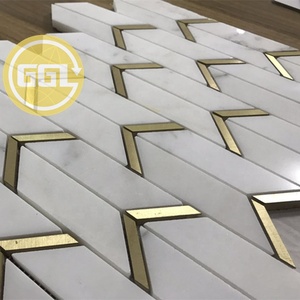 Gạch Khảm Đá Cẩm Thạch Đơn Giản Và Khảm Đồng Thau Chevron - Product Image 6