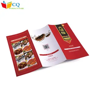 Fabricante de precio de fábrica, carpeta de menú de papel para restaurante personalizada de buena calidad, impresión de folletos con servicio de diseño