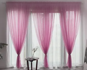 Textile 100% Polyester red sheer voile window curtain shaoxing