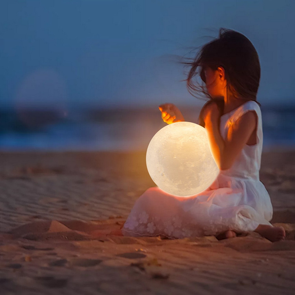 Sensor táctil LED lámpara Luna, recargable Stepless Dimmable LED 3D noche Luz
