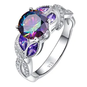 Women's Jewelry Fashion Sterling Silver Fire Opal Ring 925 Sterling Silver Gemstone Ring