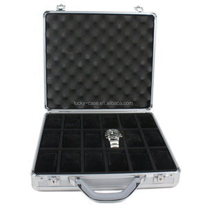 Kotak penyimpanan kolektor jam tangan aluminium menahan 18 jam tangan kolektor tas jinjing kotak penyimpanan koleksi aluminium - Product Image 3