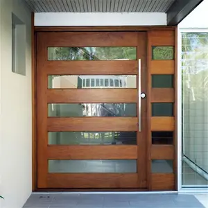 Top class interior pvc wooden door with aluminum stripes