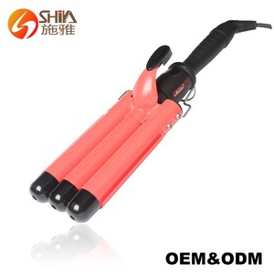 Nouveau LCD Triple Trionda Cheveux Curling Conception Magique 100 Céramique Fer À Onduler Tong Teleshop Beauté et Soins Personnels Équipement De Salon - Product Image 3