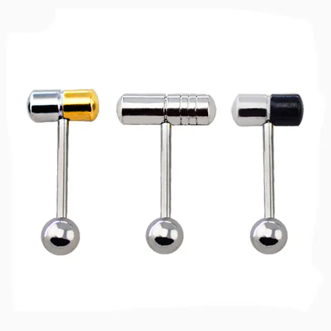 Free Sample Tongue Rings - Stylish Stainless Steel Piercing Jewelry,  Vibrating Options Available for Men and Women