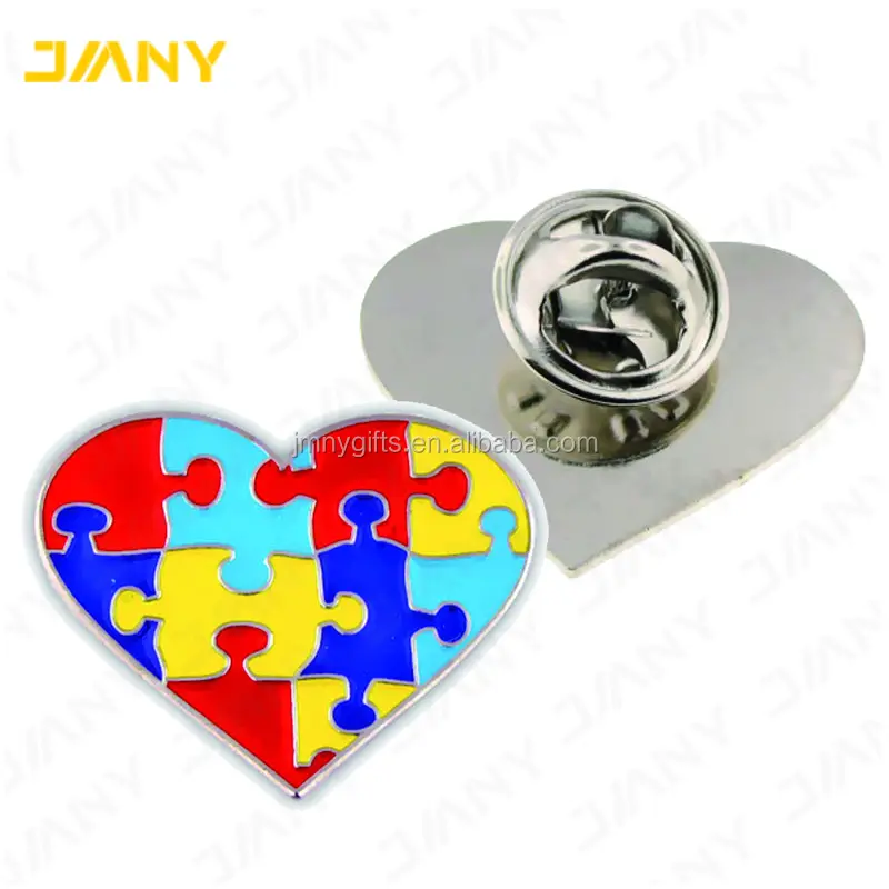 Custom Autism Awareness Heart Shaped Puzzle Lapel Pin