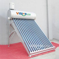 Chauffe-eau solaire domestique à haute pression à tubes passifs sous vide avec serpentin en cuivre à thermosiphon