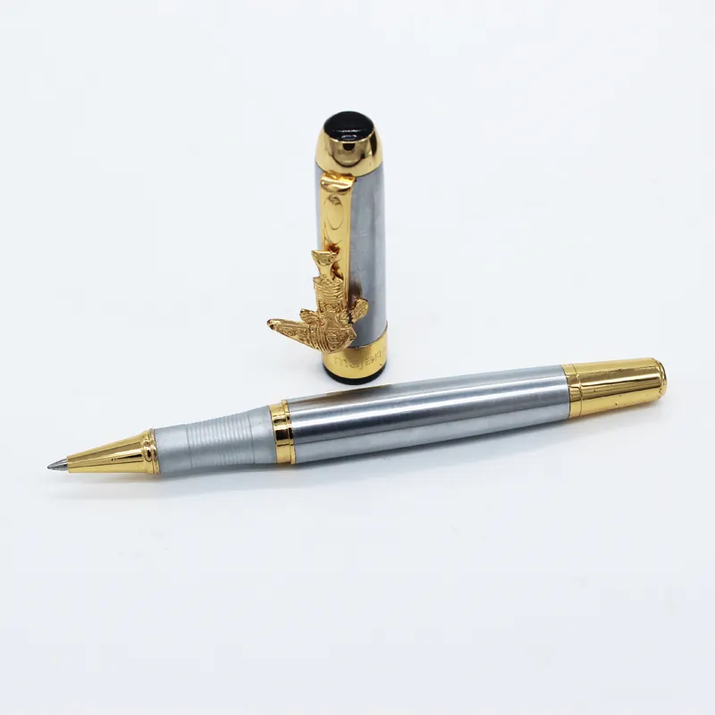 JX-709 Logo Kustom Perak Luxury Metal Ballpoint Pen dengan Belati Desain Bola Pena Dubai Souvenir Pen