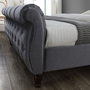Rainhigh Grigio Tessuto In Velluto Slitta <span class=keywords><strong>Letto</strong></span> Grigio Tessuto Moderno <span class=keywords><strong>Letto</strong></span>-5ft UK Re (150x200 <span class=keywords><strong>cm</strong></span>) telaio del <span class=keywords><strong>letto</strong></span> - Product Image 3