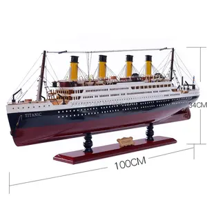 RMS Titanic ship model, size 100x11.5x34cm, wooden material