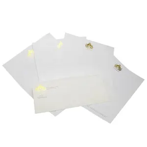 Impresión personalizada de papelería, conjunto de sobre de papel de aluminio dorado de lujo, 100gsm