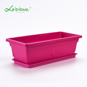 Leizisure Giá Rẻ Màu Sắc Tươi Sáng Costom Nhựa Hình Chữ Nhật Thiết Kế Khắc <span class=keywords><strong>Planter</strong></span> Chậu Cây Chậu Hoa Với Khay - Product Image 4