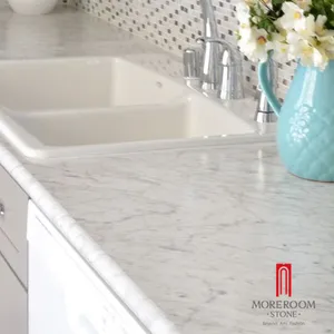 Italy Bianco Carrara White Marble Kitchen Counter Top Design