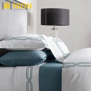 Hotel Cotton Bed Linen Italian Metropolitan Stitch Bedding Collection in 400TC 500TC 600TC Long Staple Sateen Cotton