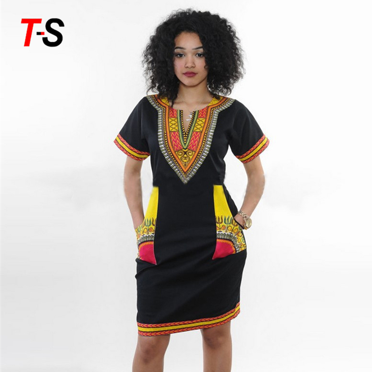 Плотно печать Африканский Kitenge платье конструкций