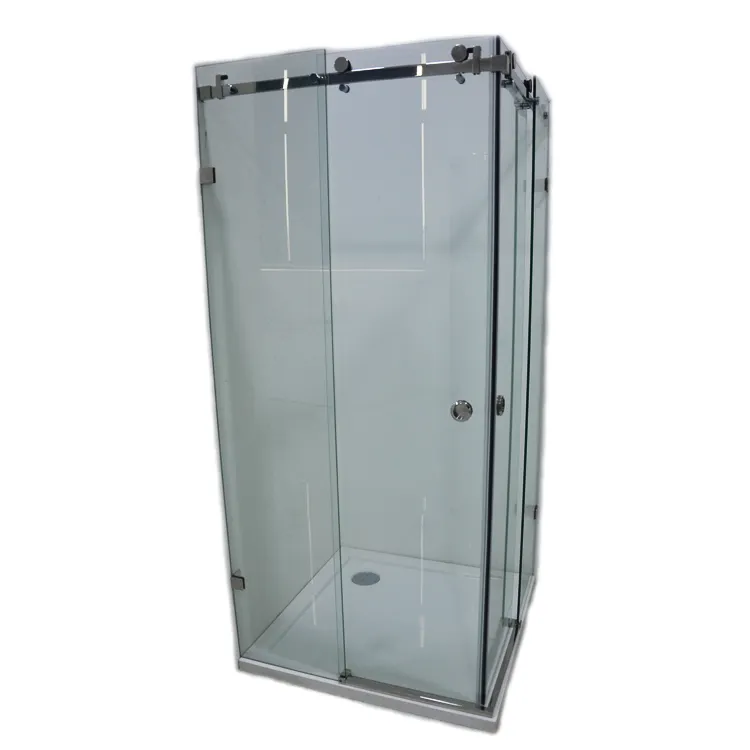 Alüminyum duşakabin ucuz sürgülü cam özelleştirilmiş banyo çerçevesiz duş kapısı basit duş odası akrilik kare şeffaf