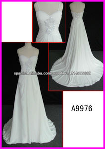 2014 guangzhou desmontable correa de espagueti de la gasa de la columna del vestido de boda / vestidos nupciales reales con bril - Product Image 1