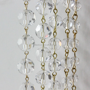 Lustre de vidro transparente, pés, contas, 10mm, de cristal, peça de lâmpada, para casamento, corrente de latão - Product Image 1
