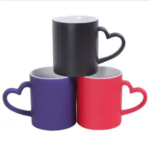 Tasse de sublimation en céramique, poignée en cœur, fait changement de couleur, souvenir, tasses pour impression d'images