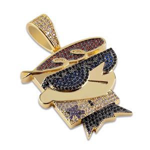 Hiphop Zircon Hombres Nuevo personaje de dibujos animados Dexter Colgante Collar - Product Image 3