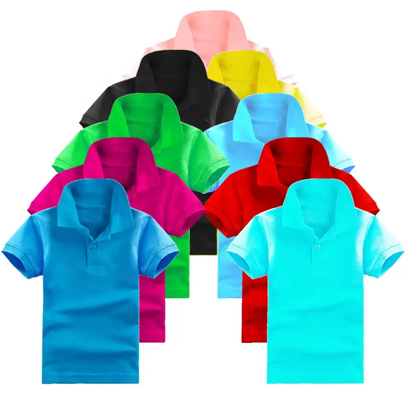 Camiseta de pano de manga curta para meninos e meninas, camiseta de polo com design personalizado