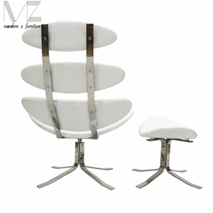 Moderne en acier inoxydable pivotant inclinable chaise longue corona et pouf - Product Image 6