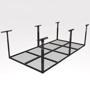 Heavy duty Black wall shelf 96 inch overhead garage storage rack adjustable ceiling racking system with wire decking shelvse