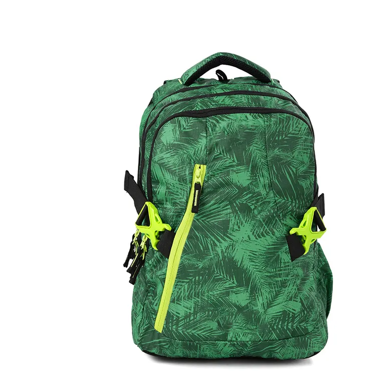 Customized multiple purpose rain forest banana leave green foliage printed unisex laptop bag backpack