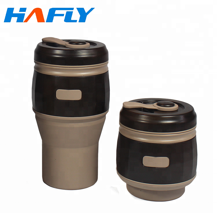 Muestra gratis diva plegable latte reutilizable taza de consumición plegable de silicona