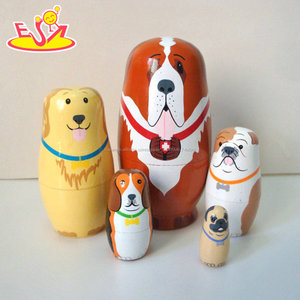2018 al por mayor animales diseño jerarquización muñecas de madera matryoshka ruso para niños W06D096 - Product Image 2
