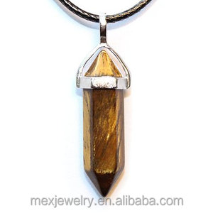 Collier pendentif en cristal de quartz naturel noir, prisme hexagonal, point de guérison, avec chaîne en cuir noir - Product Image 5