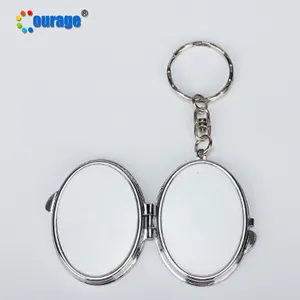 Oval shape sublimation blank small compact make up mirror keychain