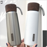 Termo de Acero Inoxidable de Doble Pared Aislado al Vacío de 400ml 500ml, Bonito Termo de Madera y Plástico para Agua