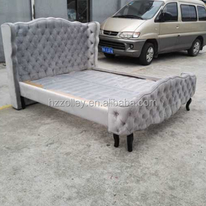 China Manufacturer European French Style Soft Upholstered Solid Wood <strong>Full</strong> <strong>Bed</strong> <strong>Sets</strong> - Product Image 1
