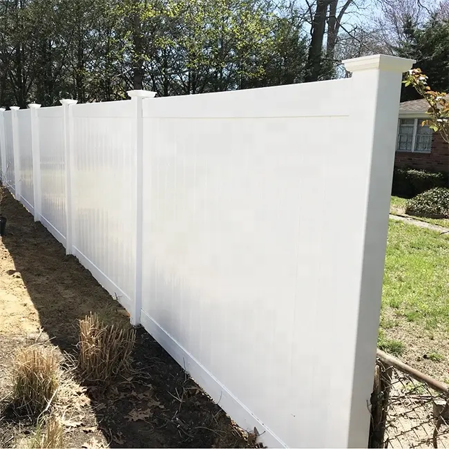 Fentech White Flat Top PVC Vinyl Plastic used Privacy Fence