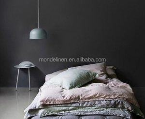 100% puro lino stile volant letto set lenzuolo lamiera piana copripiumino cuscino - Product Image 1