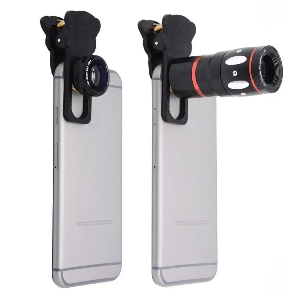 Phone Camera Lens Kit Telephoto Lens Fisheye Wide Angle Macro Lens 4 in 1 Professional HD Cell Phone Lenses