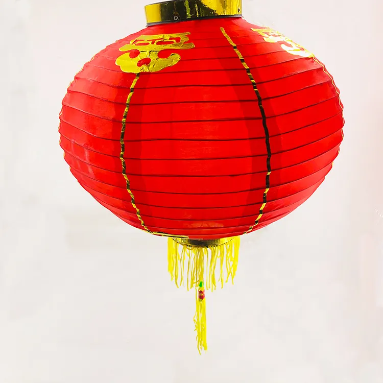 Rote runde chinesische Laterne mit hängenden Quasten dekorationen für chinesische Frühlings fest feier (Stoff laterne)