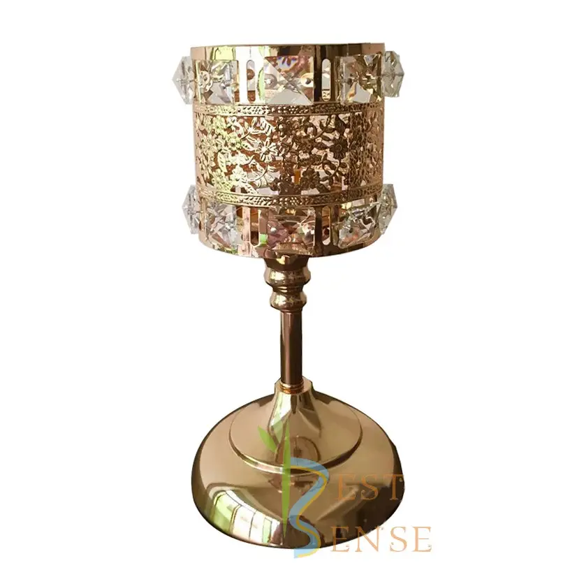 Chandelier cylindre orné de dentelle métallique 1 pièce, chandelier pour décoration de Table de mariage