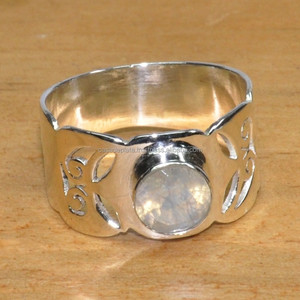Anillo de piedra lunar arcoíris de Plata de Ley 925 al por mayor, joyería clásica de piedras preciosas para boda, fiesta, aniversario - Product Image 4