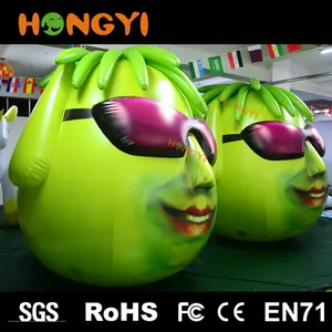 Aufblasbarer grüner riesiger menschlicher Kopf Individuell bedrucktes Gesicht PVC 3D Cartoon Kopfform Ballon für Halloween Festival Dekoration