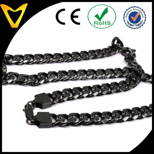 Custom Made Nero Pesante Lucido Cut Curb Cubano Catena Mens Ragazzi Acciaio Inossidabile 316l Collana - Product Image 2