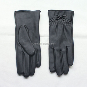 Negro de piel de <span class=keywords><strong>oveja</strong></span> barato guantes de cuero para mujeres - Product Image 3