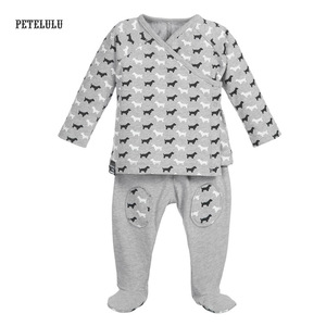 Fábrica de China algodón orgánico ropa de bebé Set 2 unids footie ropa del bebé - Product Image 4