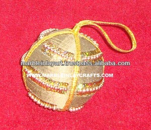 Modern Style High Quality Fabric Ball Christmas Tree Ornament All Sizes Available - Product Image 1
