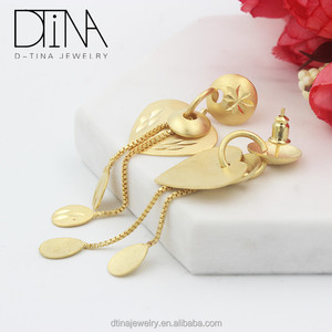 DTINA أزياء 18k مطلية بالذهب الفاخرة المصرية القلب على شكل مجوهرات الشرابة إسقاط أقراط - Product Image 4