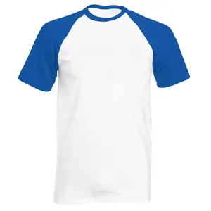 Maglietta da ginnastica Raglan a due colori a maniche corte da Baseball con maglietta rilassata in cotone con logo personalizzato stampato con logo stampato - Product Image 1