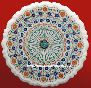 หินอ่อนฝังทรงกลม Pietra Dura Table Top - Product Image 1