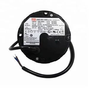 Meanwell Round Shape Constant Current LED Driver 60W 1400mA HBG-60-1400 Class 2 Power Unit