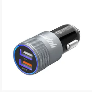 Caricabatteria da auto dual usb con uscita 12v 1.5a qc3.0 caricabatteria da auto a forma di proiettile caricatore usb per auto a ricarica rapida